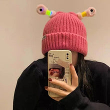Load image into Gallery viewer, Cute Cartoon Quirky Light-emitting Tentacle Knitted Hat Parent-child Models Warm Wool Cap Eyes Light-emitting Beanie Monster Hat