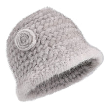 Load image into Gallery viewer, Women's Winter Gneuine Mink Fur Textile Knitted Bucket Hat Real Fur Fluffy Fishman Cap Cold Weather Warm Hats For Lady Luxury