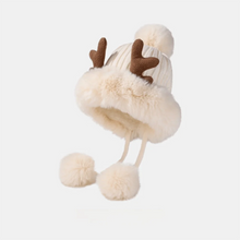 Load image into Gallery viewer, Winter Warm Hat Cute Lacing Bear Ears Hat Ear Protection Velvet Rabbit Ear Woolen Bucket Hat Women