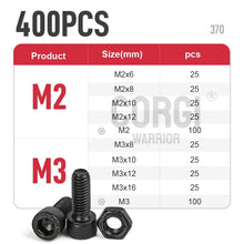 Load image into Gallery viewer, Black Steel Socket Head Hex Round Cap Screws Set M2 M3 M4 M5 M6 Grade 12.9 DIN912 Allen Bolts Nuts Assortment Kit Tool Box