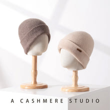 Load image into Gallery viewer, 100% Cashmere Hat For Women Men Outdoor 2-Layer Thickened Warm Winter Hats Solid Caps Knit Seamless Beanie Hat Unisex