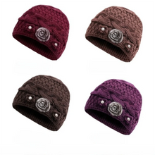 Load image into Gallery viewer, Fashion Knitted Warm Hat Thickned Windproof Beanies Hats Cold Proof Floral Embroidery Pullover Hat Winter