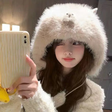 Load image into Gallery viewer, New Warm Hat Fluffy Fur Windproof Ear Protection Hat Warm Coldproof Beanie Hat for Outdoor Cycling Skiing