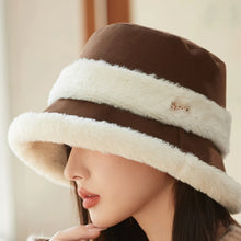 Load image into Gallery viewer, Plush Fisherman Hat Women Winter Polyester Fiberlarge Bucket Cap Fashionable and Versatile Warm Plush Pot Cap Ear Protection Hat