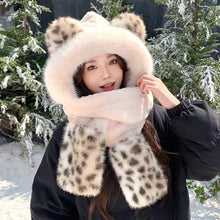 Load image into Gallery viewer, Fashion Thickened Hat Scarf One-Piece Fleece Lined Cycling Skiing Hat Cute Ear Ear Protection Hat Women