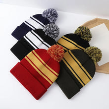 Load image into Gallery viewer, Casual Pom-Pom Beanie Cap Cozy Striped Thick Warm Winter Hat Ear Protection Soft Knitted Hat