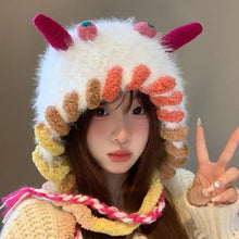 Load image into Gallery viewer, Fashion Cartoon Animal Horn Knitted Hat Thickened Windproof Pullover Hats Ear Protection Beanies Hat For Woman Girls