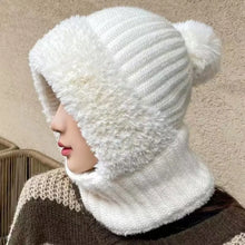 Load image into Gallery viewer, New Warm Scarf Mask Integrated Hat Pompom Windproof Hooded Hat Coldproof Pullover Cap For Outdoor Cycling Skiing