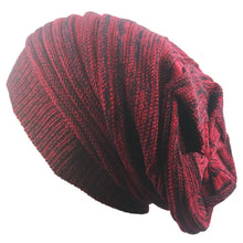 Load image into Gallery viewer, Men and Women Hat Mixed Color Cotton Striped Hip Hop Winter Warm Hat Beanies Knit Long Loose Hat Outdoor Warm Pullover Caps
