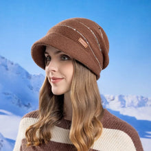 Load image into Gallery viewer, Soft Knitted Hat Warm Thickened Windproof Design Short Brim Beanie Wide Brim Casual Style Winter Beanies Small Face Fit