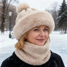 Load image into Gallery viewer, 2pcs Womens Winter Warm Elastic Ear Protection Knitt Scarf Mask Hat Fleece Lined Beanie Hat One-Piece Hat for Outdoor,daily Wear