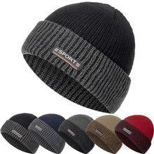 Load image into Gallery viewer, Two Tone Winter Hat Fur Lined Flanging Cap Stylish Soft Beanie Hats For Men Women Warm Thick Outdoor Ski Sports Hat
