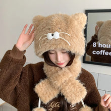 Load image into Gallery viewer, One Piece Ear Protection Hat Knitted Thickened Warm Cat Ears Hat Windproof Cartoon Cycling Balaclava Winter Season