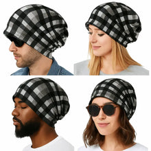 Load image into Gallery viewer, Pullover Hat Plaid Print Scarf Pullover Hat Turban Hats Multifunctional Keep Warm Women's Pile Hat