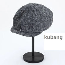 Load image into Gallery viewer, Men Women Wool Newsboy Caps Herringbone Flat Caps Coffee British Gatsby Caps Autumn Winter Warm Woolen Hats Gorras
