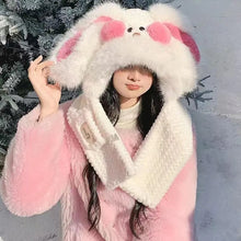 Load image into Gallery viewer, Cute Cartoon Rabbit Ear Knitted Hat Thickened Red Face Pullover Hats Windproof Warm Beanies Hat For Woman Girls