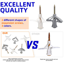 Load image into Gallery viewer, 10 sets/pack Plastic Airplane Expansion Pipe Curtain Gypsum Board Hollow Wall Expansion Screw 3.5*50+Anchor 8*50 Plugs Up Aging