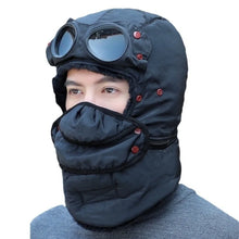 Load image into Gallery viewer, Fashion Detachable Mask Winter Thermal Hat Full Face with Glasses Bomber Hats 4 in 1 Anti-Fog Beanies Outdoor Skiing Accessories