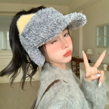 Load image into Gallery viewer, Thicker Winter Warm Hat With Earflaps Cute Ear Empty Top Baseball Caps Ear Protection Windproof Earflaps Knitted Hat Daily Wear