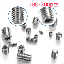 Load image into Gallery viewer, 304 Stainless Steel Socket Head Hex Set Screw Assortment Kit Grub Screw Cup- Metric M3 M4 M5 M6 M8 Cup Point Grub Screw Set