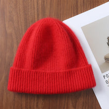 Load image into Gallery viewer, 100%Merino Wool Beanies For Women&Men Winter Warm Soft Solid Knitted Thick Skullies Cap Flipped Heap Pullover Cap Ski Bonnet