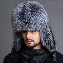 Load image into Gallery viewer, Hot high-end luxury fur hat Men's fox fur hat Lei Feng cap ear cap fur necessary hat Real fur hat 100% Sheepskin top fox hat