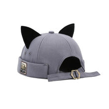 Load image into Gallery viewer, Retro Style Cute Cat Ears Brimless Hat Hip Hop Rolled Cuff Melon Docker Cap Adjustable Solid Color Beanie Hat Worker Wear