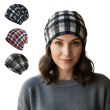 Load image into Gallery viewer, Pullover Hat Plaid Print Scarf Pullover Hat Turban Hats Multifunctional Keep Warm Women's Pile Hat