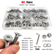 Load image into Gallery viewer, M1.6 M2 M2.5 M3 M4 M5 M6 M8 304 Stainless Steel Allen Hexagon Hex Socket Flat Countersunk Head Screw Bolt Nut Washer Set Kit Box