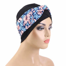 Load image into Gallery viewer, Twist Knot Floral Print Turban Headband Cross Cotton Stretch Muslim Women Hijab Elastic Hair Accessories Chemo Cap