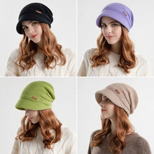 Load image into Gallery viewer, Fashion Soft Knitted Hat Fleece Lined Thickened Beanies Keep Warm Short Brim Ear Protection Outdoor