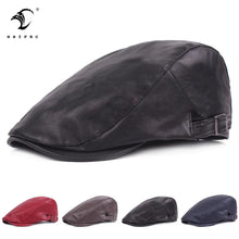 Load image into Gallery viewer, Men Women Ivy Cap Newsboy Hat Adjustable Faux PU Leather Berets for Spring Summer Autumn Gatsby