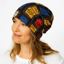 Load image into Gallery viewer, Contrasting Colors Pullover Hat Plaid Print Scarf Pullover Hat Turban Hats Multifunctional Keep Warm Women's Pile Hat