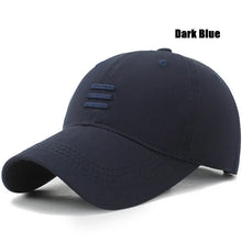 Load image into Gallery viewer, 4 Colors New Fashion Soft Top Baseball Cap Outdoor Sport Casual Cotton Snapback Hats For Men and Women Three Bars Dad Hat Design