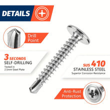 Load image into Gallery viewer, #8 Modified Truss Head Sheet Metal Screws Assortment Kit 410 Stainless Steel Self Tapping Drilling Screws for Metal Plastic Wood
