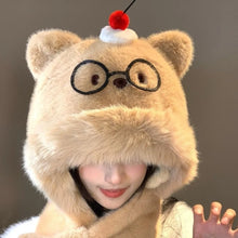 Load image into Gallery viewer, New Windproof Integrated Cap Scarf Thickened Soft Beanie Hat Scarf Warm Ear Pullover Cap Women