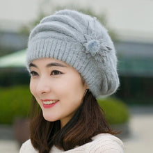 Load image into Gallery viewer, Keep Warm Knitted Wool Winter Flower Hat Warm Soft Mom Hat Pure Color Female Berets Autumn Winter