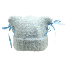 Load image into Gallery viewer, Cute Windproof Cat Ear Beanie Thickened Warm Sweet Bow Ribbon Pullover Hat Color Straps Handmade Beanie for Women Girl