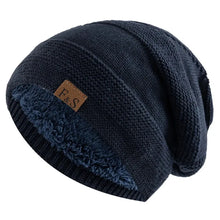 Load image into Gallery viewer, Unisex Fur Lined Winter Beanie Cap Soft Thick Warm Slouchy Hat Windproof Cuffed Design Knitted Hats