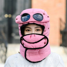 Load image into Gallery viewer, Fashion Detachable Mask Winter Thermal Hat Full Face with Glasses Bomber Hats 4 in 1 Anti-Fog Beanies Outdoor Skiing Accessories