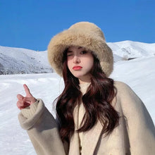 Load image into Gallery viewer, Women's Fluffy Fur Bucket Hat Plush Winter Fisherman Cap Warm Thick Hat for Snowy Days Christmas Gifts