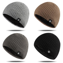 Load image into Gallery viewer, Knitted Plus Fleece Hat Men Beanie Solid Color Skullies with Snow Logo Thick Outdoor Ski Cap