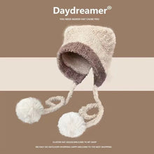 Load image into Gallery viewer, New Cute Bear Knitted Hat Pompom Fur Balls Pullover Cap Warm Coldproof Ear Protection Hat for Outdoor Cycling Skiing