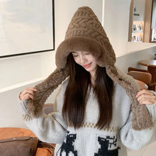 Load image into Gallery viewer, Fashion Winter Hat Scarf Adjustable Windproof One-piece Hat Breathable Fleece Lined Cross Neck Warm Hat Winter