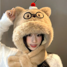 Load image into Gallery viewer, New Windproof Integrated Cap Scarf Thickened Soft Beanie Hat Scarf Warm Ear Pullover Cap Women