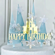 Load image into Gallery viewer, Snow Castle Cake Topper Acrylic Frozen Princess Happy Birthday Flags For Girls Childs Cartoon baking Cake Decoration