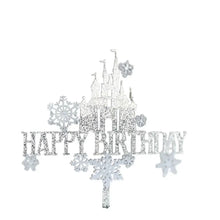 Load image into Gallery viewer, Snow Castle Cake Topper Acrylic Frozen Princess Happy Birthday Flags For Girls Childs Cartoon baking Cake Decoration