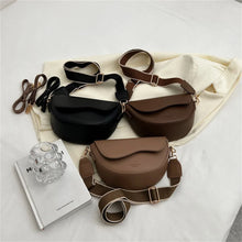 Load image into Gallery viewer, Solid Color PU Leather Women's Crossbody Bag With Stylish Red Wide Shoulder Strap Fashionable Shoulder Underarm Bag