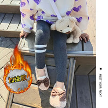 Load image into Gallery viewer, Solid Kids Girls Leggings Cotton Knit Leggings for Girls Winter Baby Pants Warm Thick Plus Velvet Toddler Girls Leggings LZ543