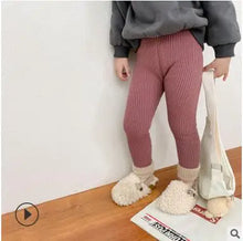Load image into Gallery viewer, Solid Kids Girls Leggings Cotton Knit Leggings for Girls Winter Baby Pants Warm Thick Plus Velvet Toddler Girls Leggings LZ543